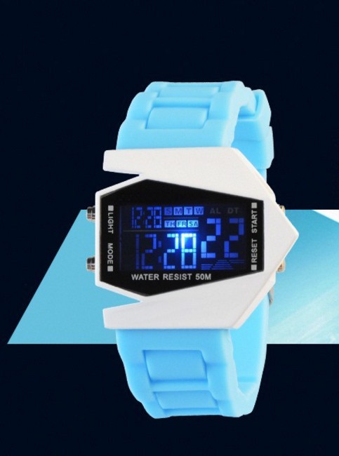 Водонепроницаемые электронные часы с LED подсветкой и браслетом из силикона
