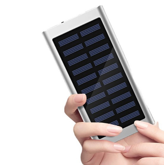 Портативный аккумулятор для телефона Power Bank 8500 мА на солнечной батарее