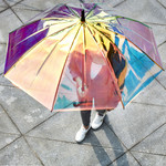 Трость-зонт радужный прозрачный PO13