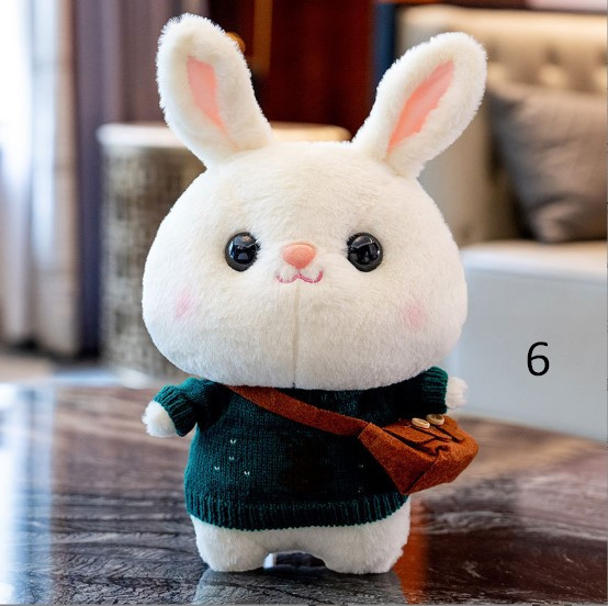 Мягкая игрушка Кролик-талисман с сумкой в свитере 30см